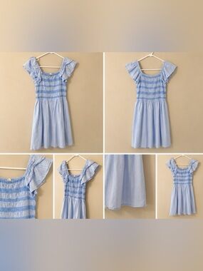 Hello Franki Light Blue Smocked Flutter Sleeve Dress